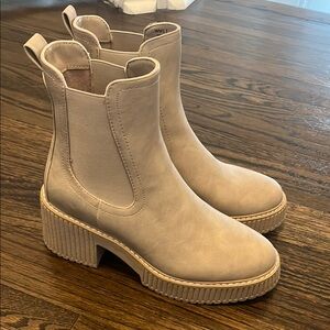 DV by Dolce Vita Cream Ankle Boots with Chunky Sole